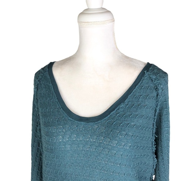 Free People teal open-weave slouchy dolman sweater scoop neck We the Free XS - Picture 8 of 14